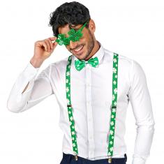 Set accessoires Saint Patrick - Lunettes, bretelles et noeud papillon