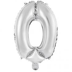 Ballon Aluminium 40 cm :  Chiffre 0 - Argent