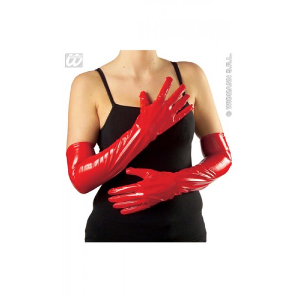 Gants Gloves Long Vinyl Rouge Adulte - 3452R