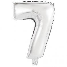 Ballon Aluminium 40 cm :  Chiffre 7 - Argent