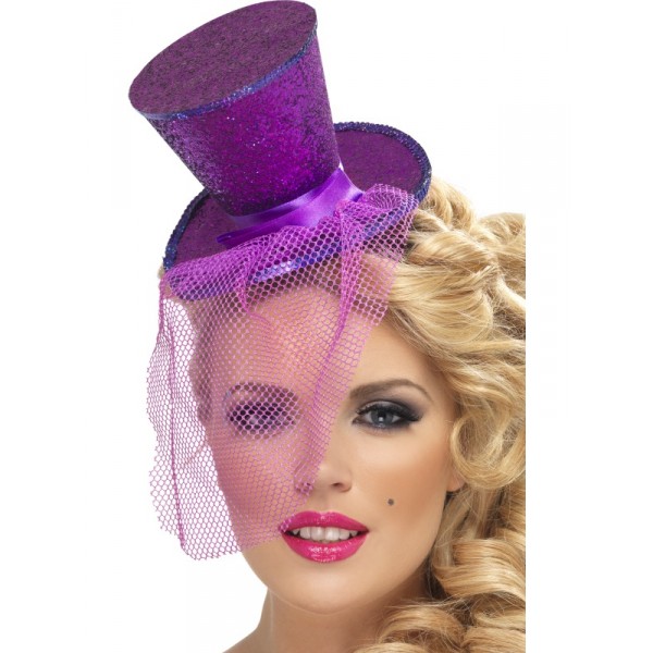 Mini chapeau avec voilette - Violet - 21299