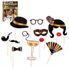 Kit Photo Booth en carton - Nouvel An - 12 accessoires