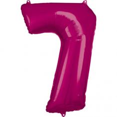 Ballon Aluminium 86 cm : Chiffre 7 - Rose Fushia