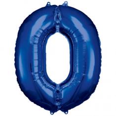 Ballon Aluminium 88 cm : Chiffre 0 - Bleu