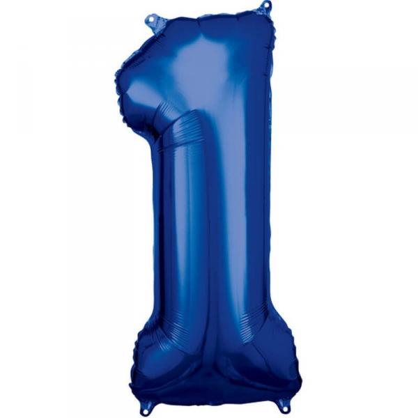 Ballon Aluminium 86 cm : Chiffre 1 - Bleu - 9907276