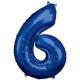Miniature Ballon Aluminium 86 cm : Chiffre 6 - Bleu