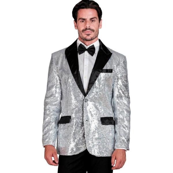 Veste à Paillettes : Argent - Homme - 42523-Parent