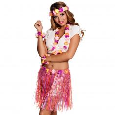 Set hawaïen Kiki (bandeau, collier hawaiien, 2 bracelets et jupe)