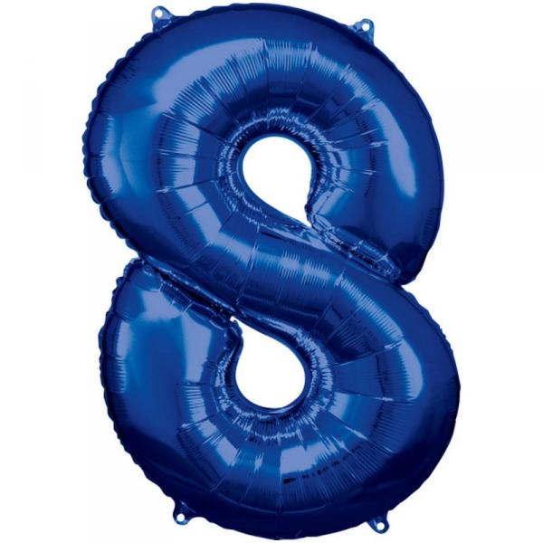 Ballon Aluminium 86 cm : Chiffre 8 - Bleu - 9907290