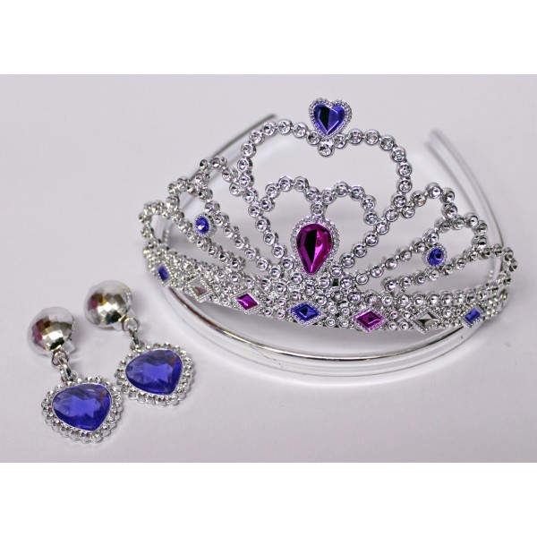 Diadème Et Parrure De Princesse Coeur Violet - WW21370-PV