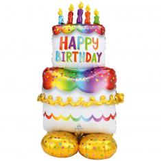 Ballon en aluminium : Gâteau d'anniversaire : 127 cm