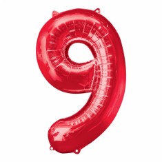 Ballon Mylar Rouge Chiffre 9