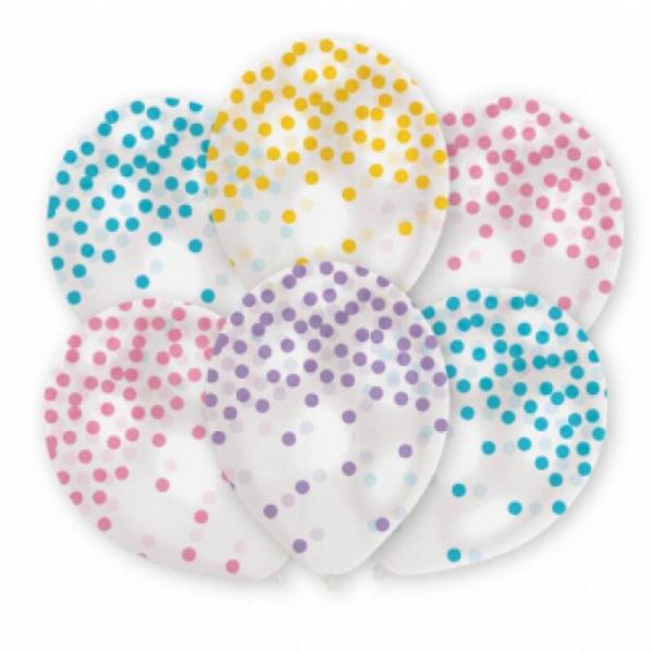 Ballons en latex x6 - Confettis Pastel - 9901847