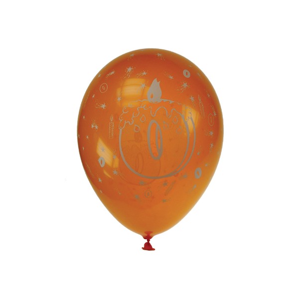 Sachet Ballons Chiffre 0 Multicolores x8 - 0054