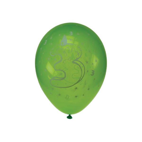 Sachet Ballons Chiffre 3 Multicolores x8 - 0115