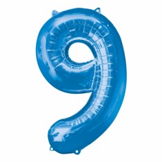 Ballon Mylar Bleu Chiffre 9