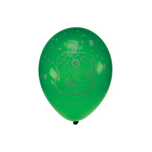 Sachet Ballons Chiffre 8 Multicolores x8 - 0160