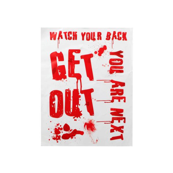 Stickers Halloween - Get Out ensanglanté - 42 x 19 cm - 61932