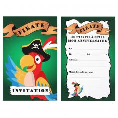 Cartes invitation Anniversaire Pirate x6