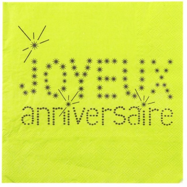 Serviettes Anniversaire Verte x20 - 4005-10