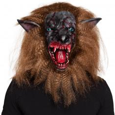 Masque latex Loup-garou sanglant avec cheveux