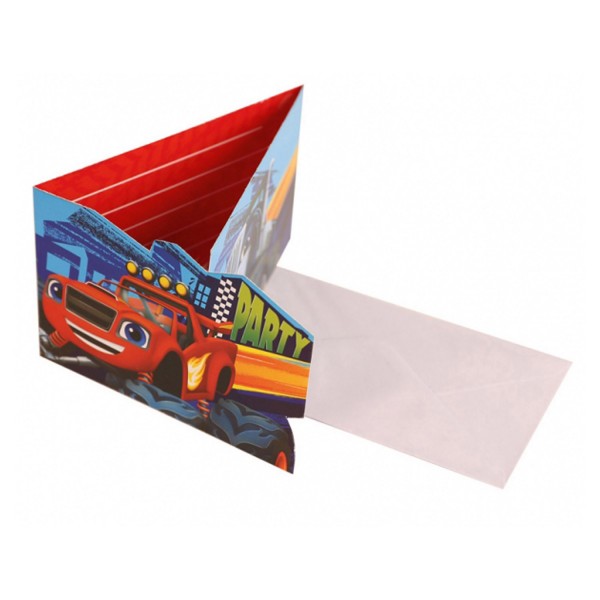 Cartons D'invitation - Blaze Et Les Monster Machines™ x 8 - 9901360