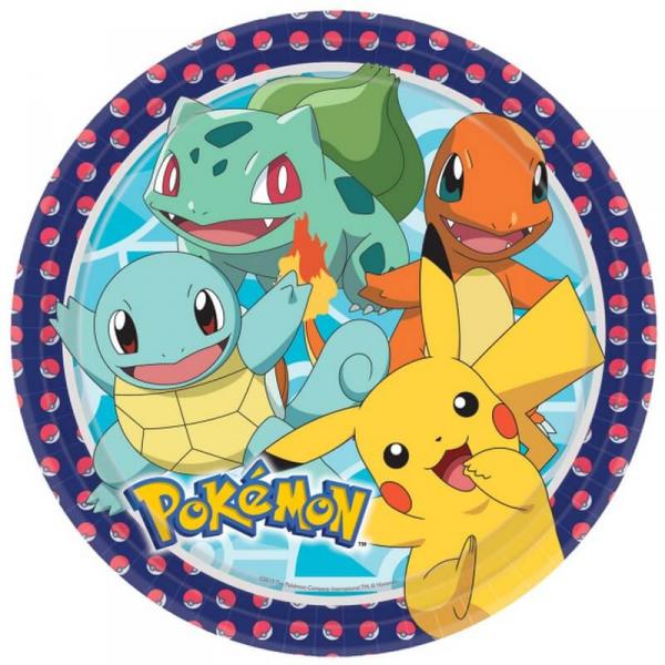 Assiettes en carton 23 cm - Pokémon x8 - 9904820-66