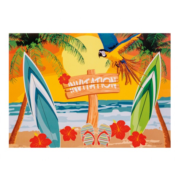 Cartons d'invitation - Beach x 6 - 52473