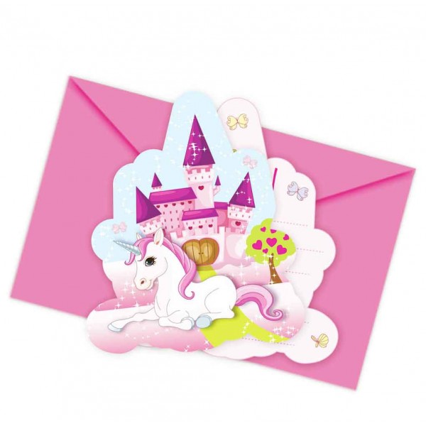 Cartons d'invitation - Licorne x 6 - 85675