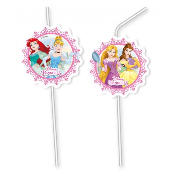 Pailles avec médaillons - Princesses Disney™ x 6 - 87884