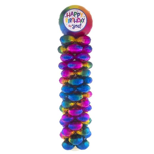 Support avec 16 ballons aluminium Happy Birthday - 85584