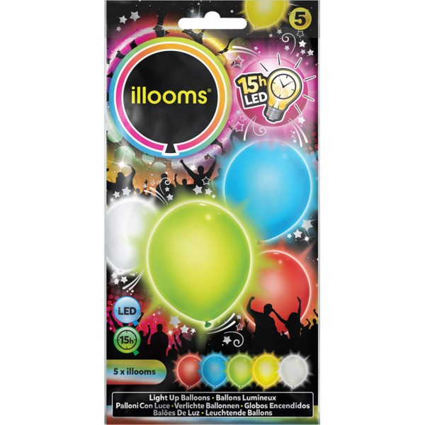 Ballons Lumineux à LED - Multicolores x 5 - BA21609