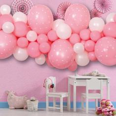 Kit Guirlande De Ballons - Rose layette et blanc