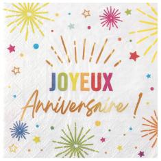 Serviette Anniversaire Festicolor - Blanc 