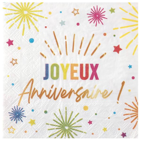 Serviette Anniversaire Festicolor - Blanc  - FETE25-9018BLANC