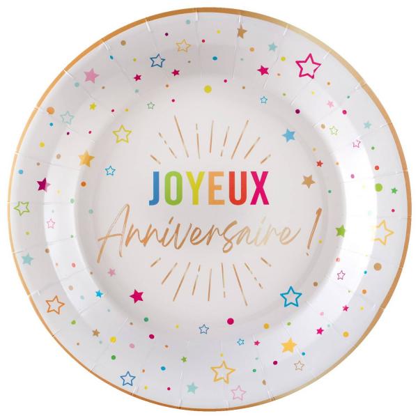 Assiette Anniversaire Festicolor - Blanc - FETE25-9019BLANC