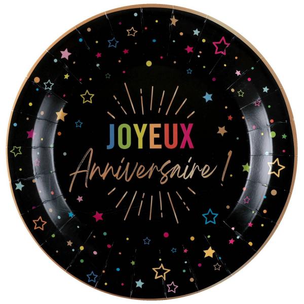 Assiette Anniversaire Festicolor - Noir - FETE25-9019NOIR