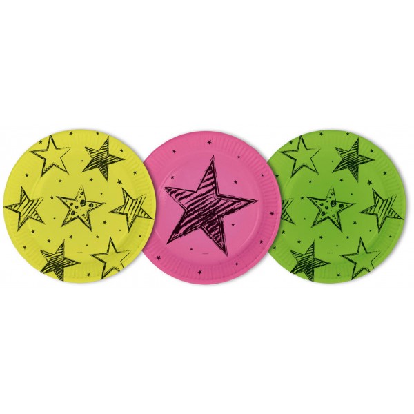 Assiettes Fluo Party x6 - 63530OBSO
