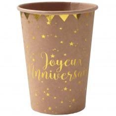 Gobelets en carton x 10 - Joyeux Anniversaire kraft