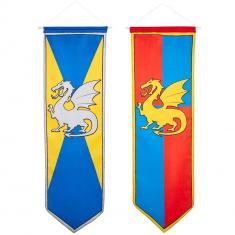 Drapeau Étendard Chevalier - Jaune et Bleu