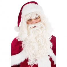 Perruque et Barbe de Père Noël super Luxe, Blanc