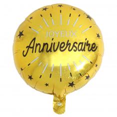 Ballon aluminium rond 45 cm : Anniversaire étincelant Or