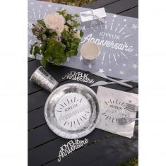 Assiettes en carton x 10 - Anniversaire étincelant Argent