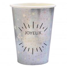 Gobelets en carton x 10 - Anniversaire étincelant Argent