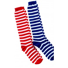 Deguisement Carnaval : Chaussettes De Clown Rayée Bleue Xl