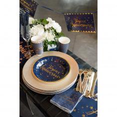 Assiettes en carton x 10 - Joyeux Anniversaire Bleu