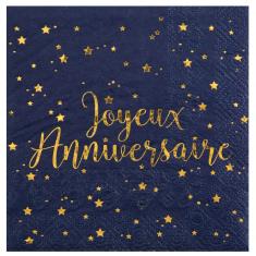 Serviettes en papier x 20 - Joyeux Anniversaire Bleu