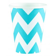 Gobelets - Chevrons - Bleu Turquoise x 8