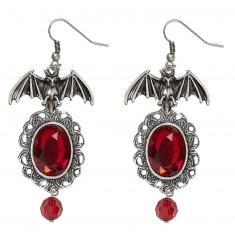 BOUCLES D'OREILLES chauve-souris pierre rouge