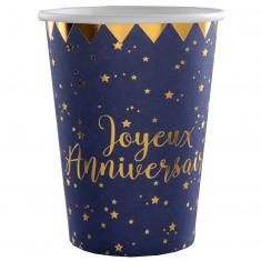 Gobelets en carton x 10 - Joyeux Anniversaire Bleu